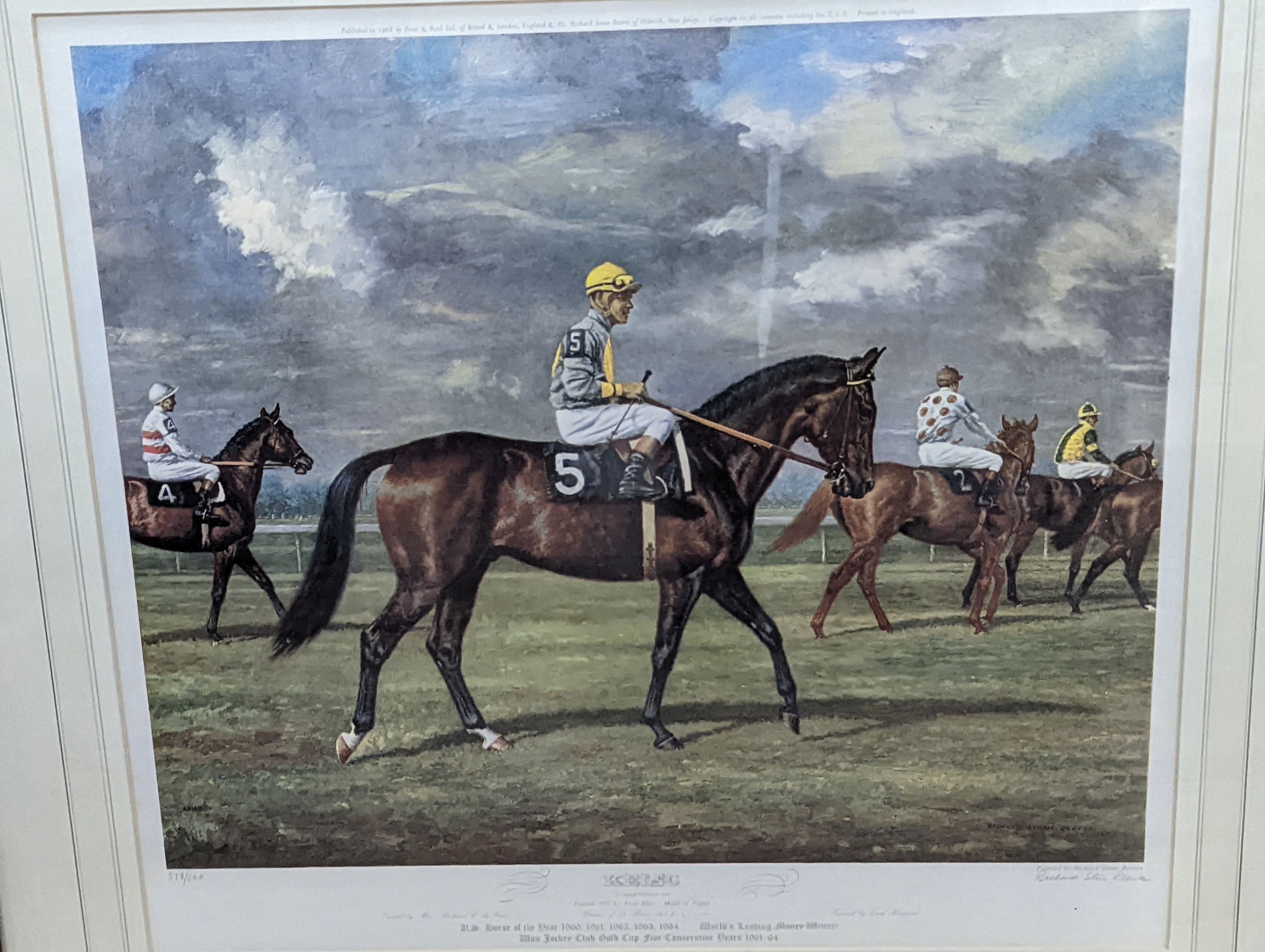 Richard Stone Reeves (1919-2005), set of four limited edition prints, Portraits of racehorses: Neji, Pibot, Buckpasser and Kelso, signed in pencil and numbered from the edition of 500, 44 x 48cm